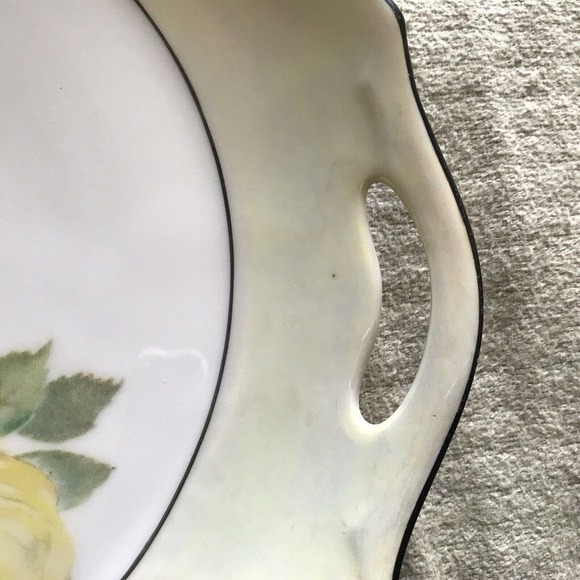 Z.S.&C. German Porcelain Cake Dish Yellow Rose Handles PreOwned - Picture 10 of 16